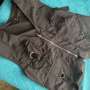 Shein Oversized pocket zip up vest with d ring straps alt emo alternative